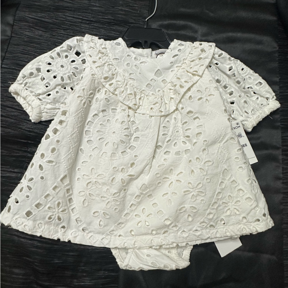 2 Piece White Baby Girl Dress Set